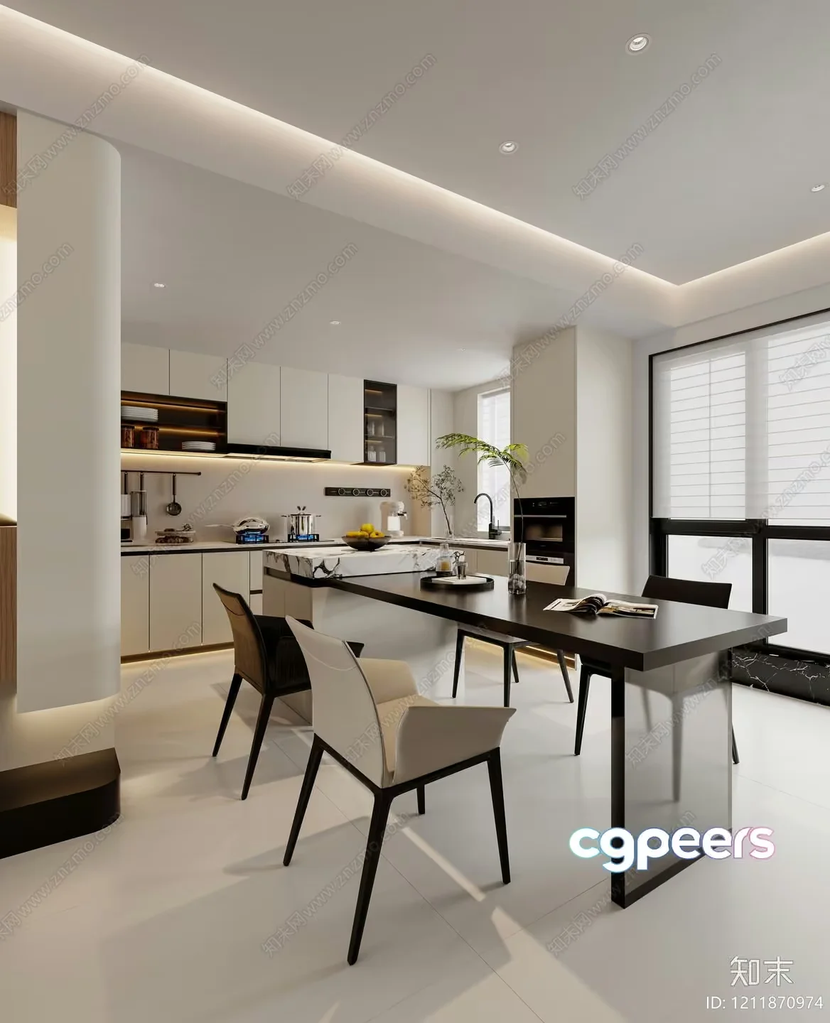 Modern Dining Area 3D Model – 19251 – VRAY Render