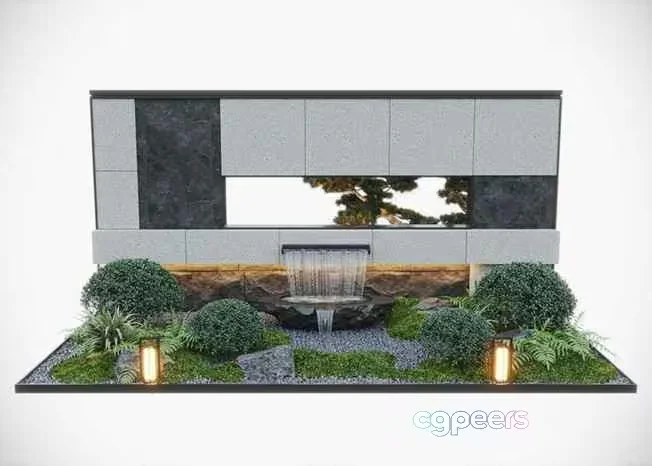 Modern Outdoor Fountain 3D Model – 9948 – CORONA Render