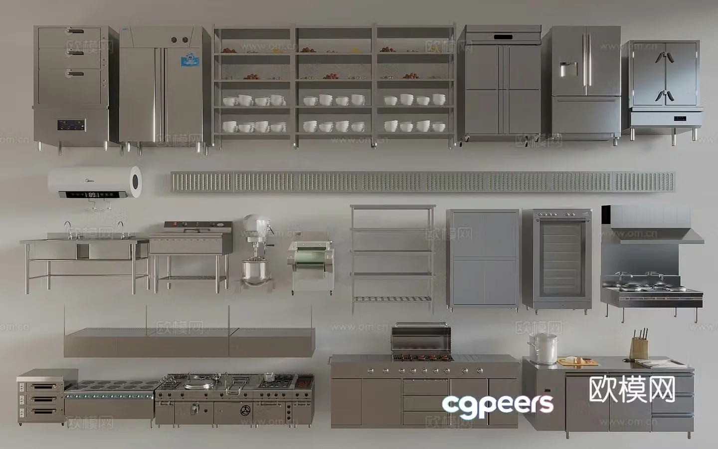Kitchen equipment Central kitchen equipment Kitchen supplies combination Kitchen operation counter Kitchen utensils Water 3D model