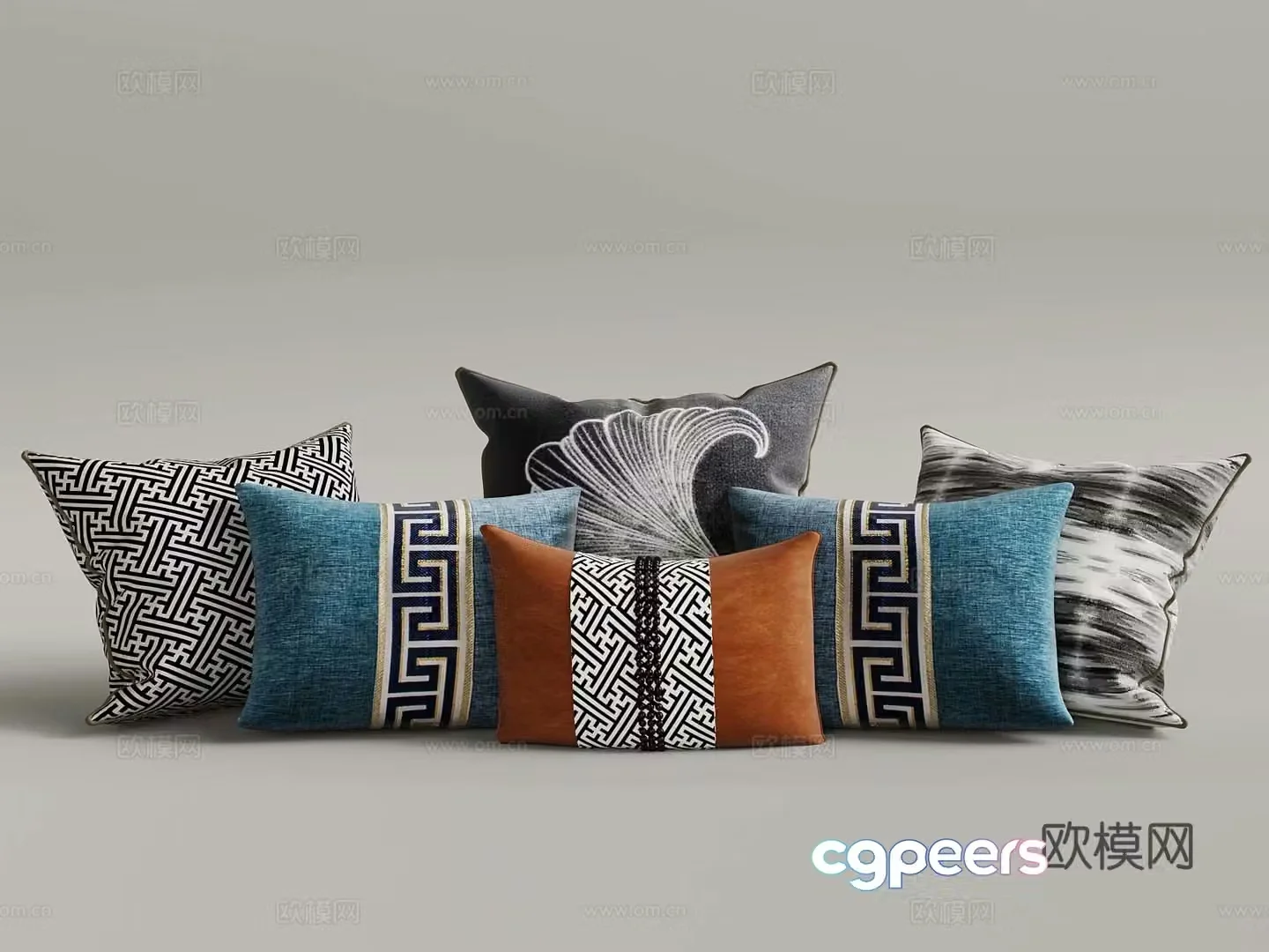 New Chinese style pillow 3D model