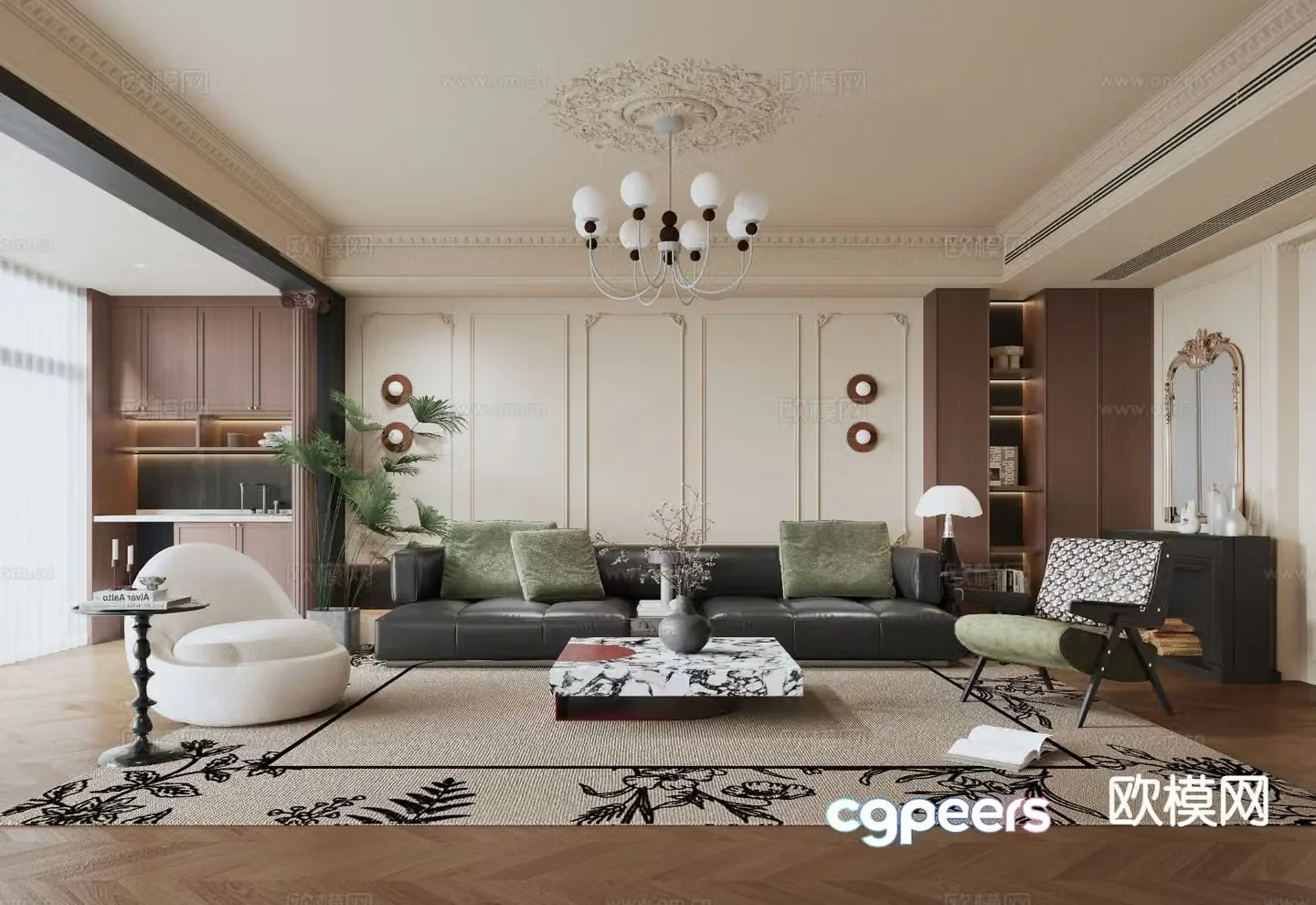 French living room 3d model