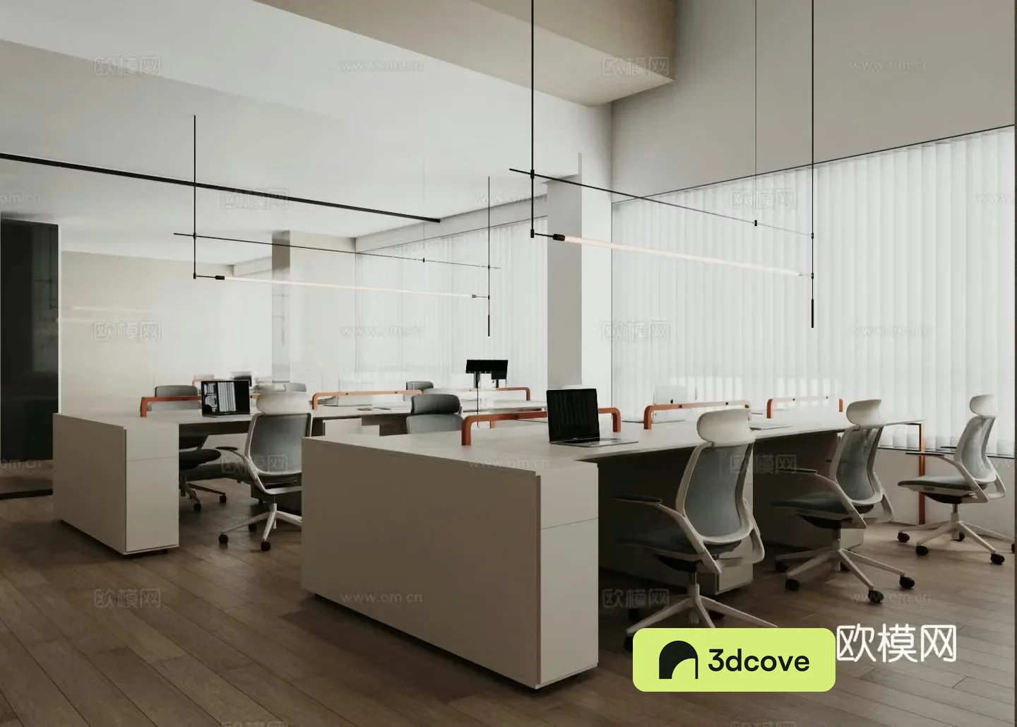 Industrial style office public office area employee area