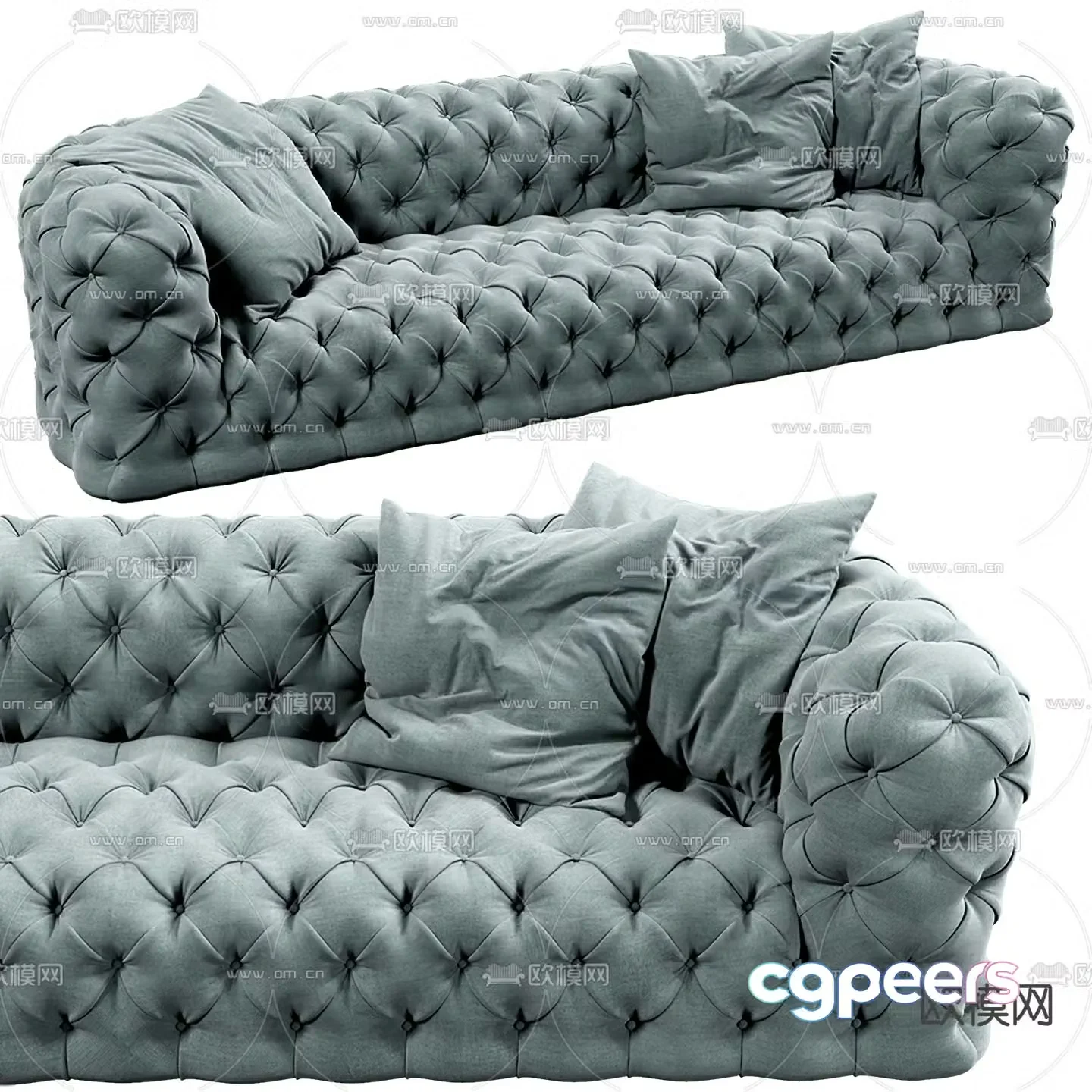 Double sofa upholstered sofa 3d model