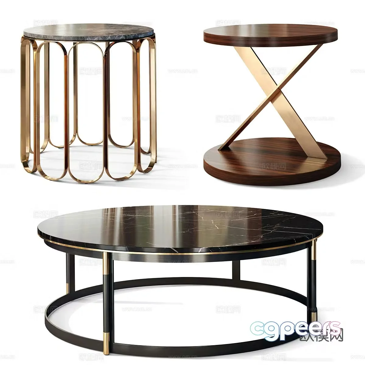 Modern light luxury tea table combination 3D model