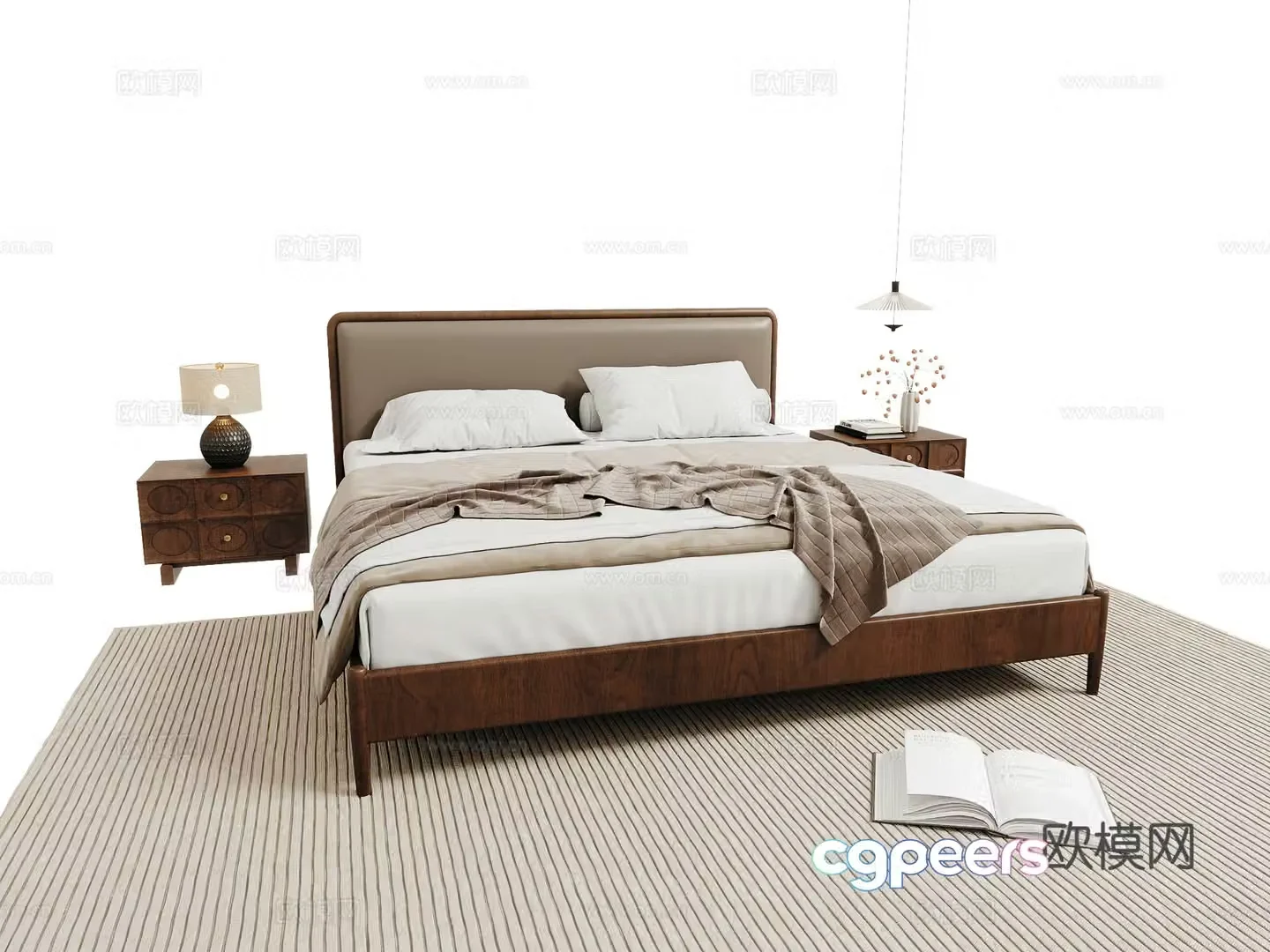 Middle-aged double bed 3D model