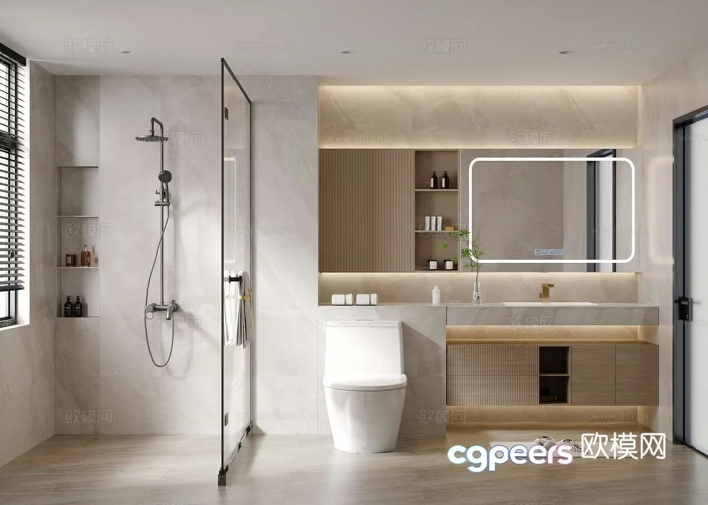 Modern bathroom bathroom cabinet toilet shower glass partition 3d model
