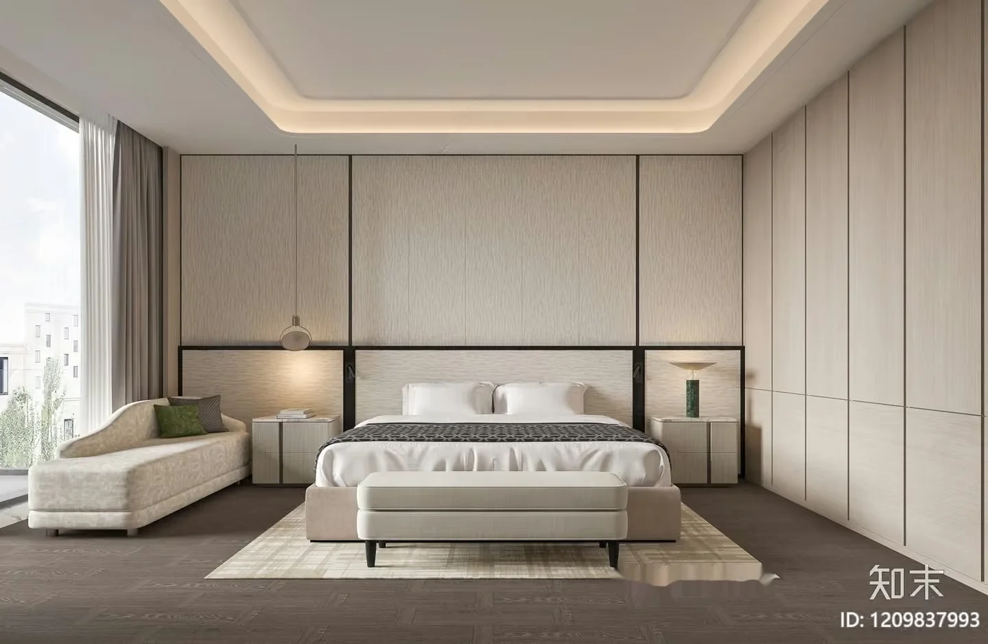 A Modern Bedroom 3D Model – 14318 – VRAY Render
