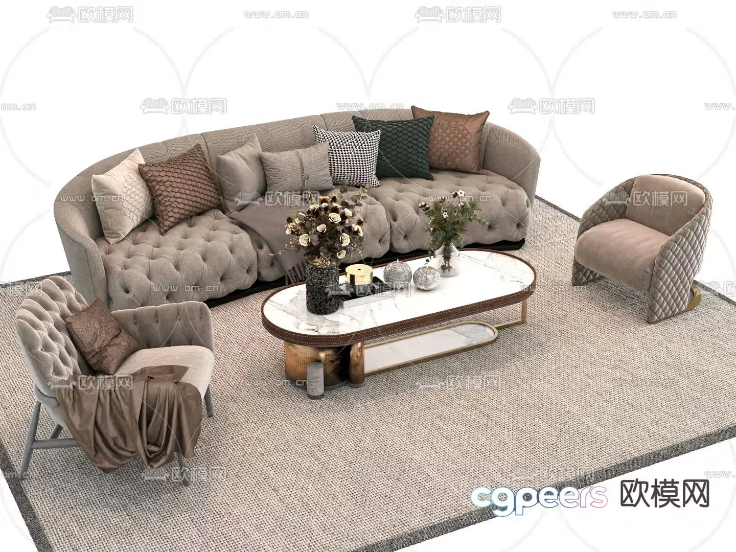 European sofa combination 3d model