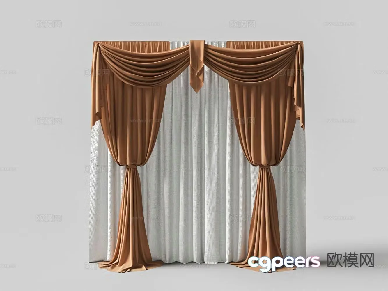 Modern plain curtains translucent curtains curtains 3D model