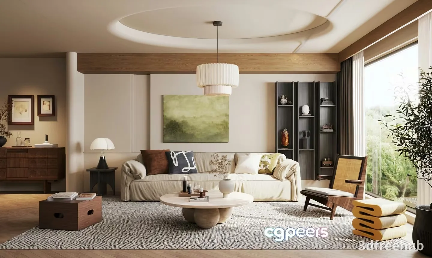 Modern Living Room 3D Model – 20231 – VRAY Render