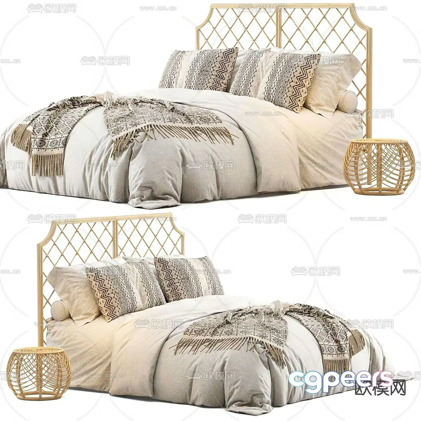 nordic double bed 3d model
