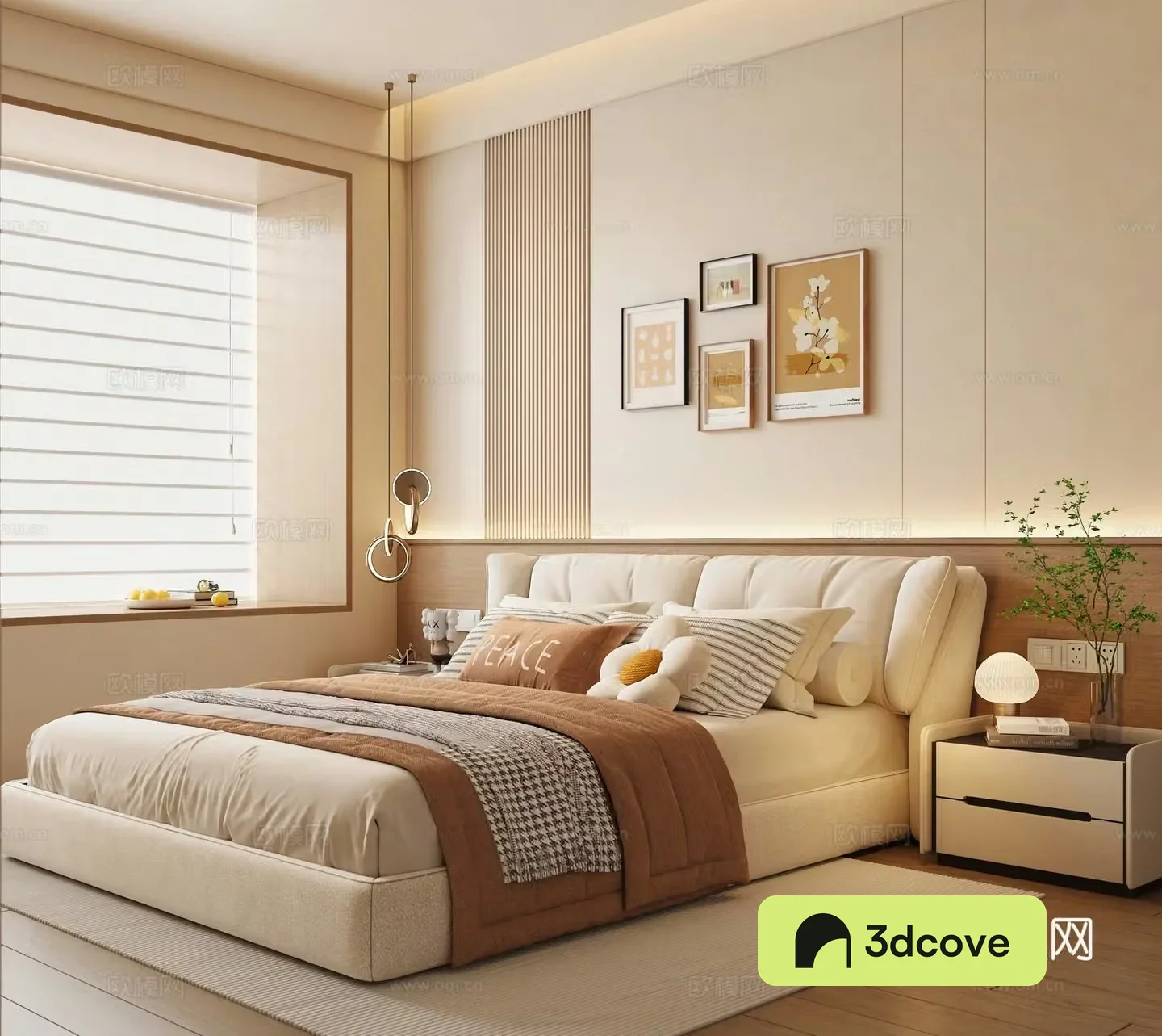 Cream style double bed
