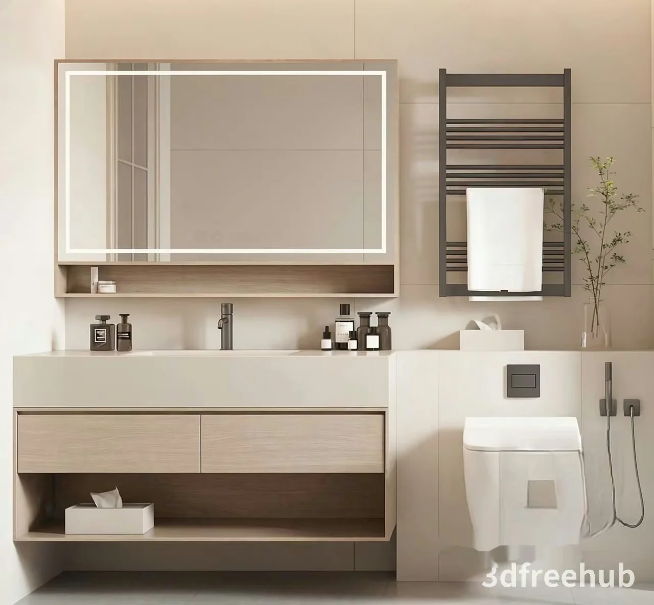 A Modern Bathroom 3D Model – 23501 – VRAY Render