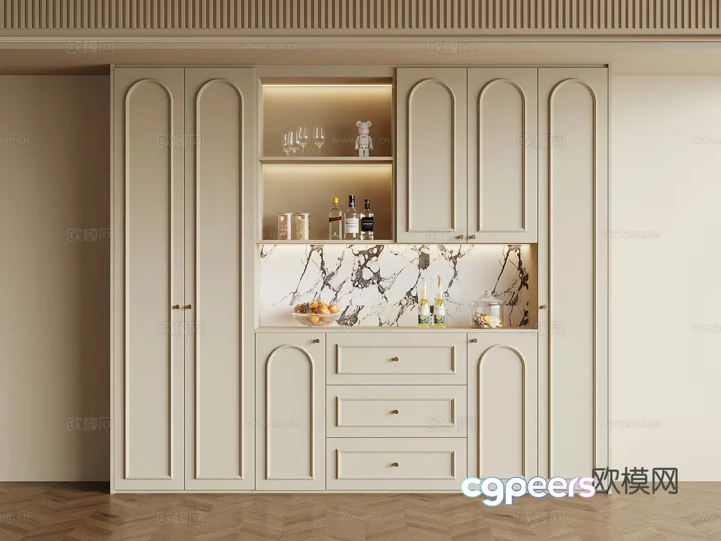 Modern Kitchen Cabinets 3D Model – 12223 – VRAY Render