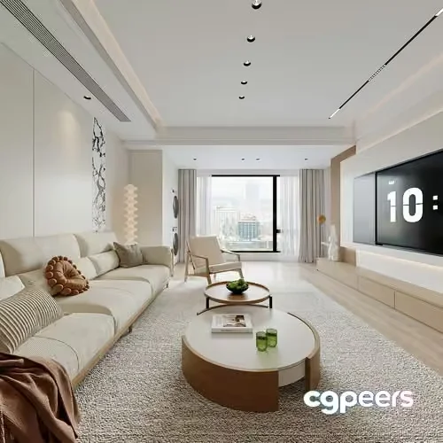 Modern Living Room 3D Model – 7790 – VRAY Render