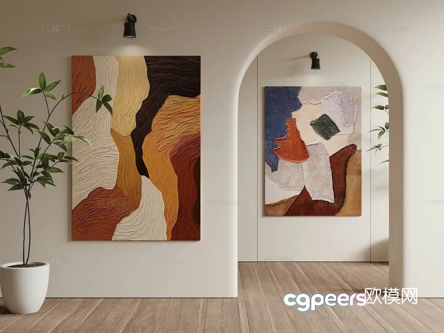 Modern hanging painting decorative painting texture painting 3D model