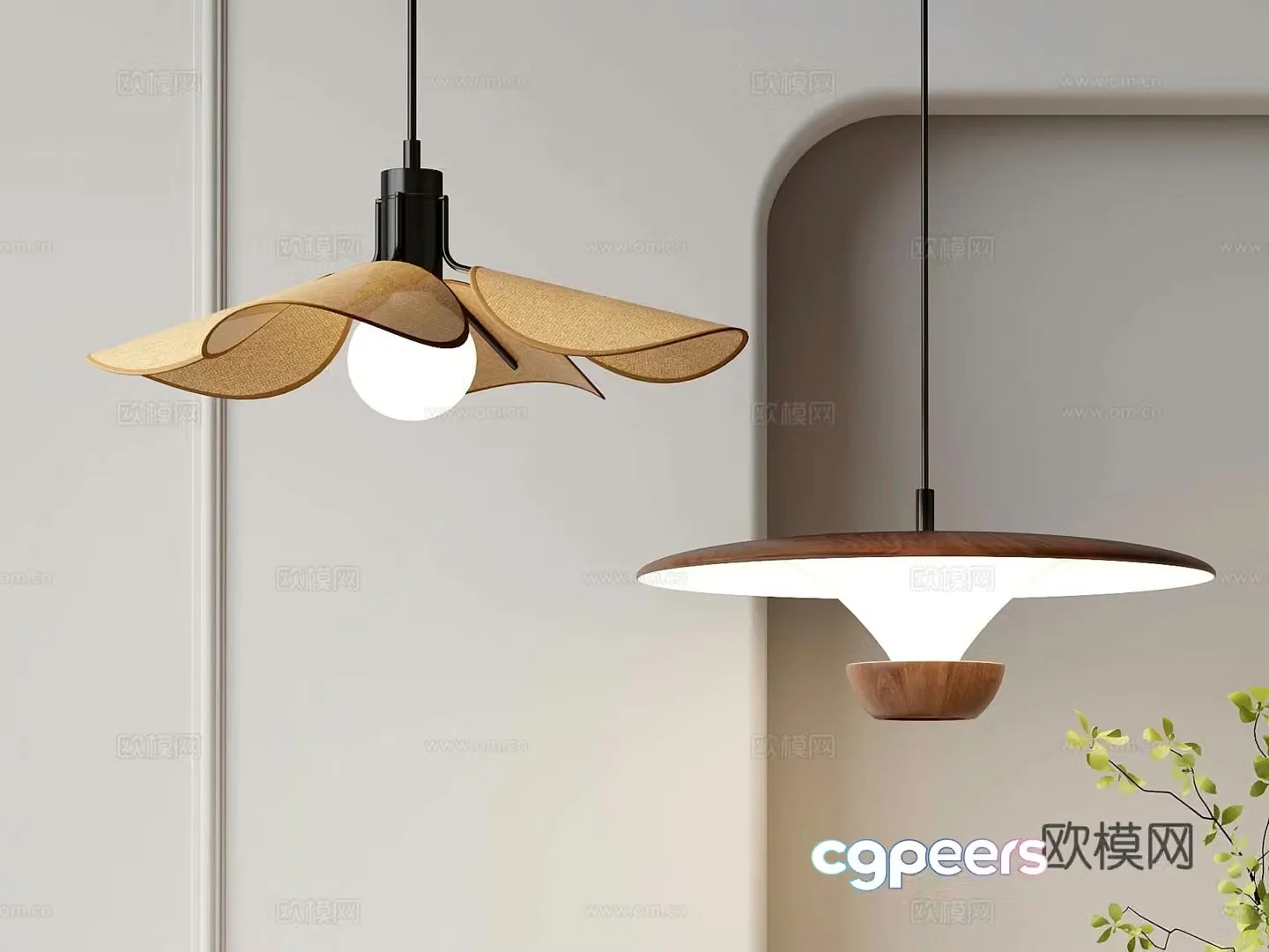 07 Wasabi Middle Ancient Chandelier Solid Wood Chandelier Bedside Lamp 3D Model