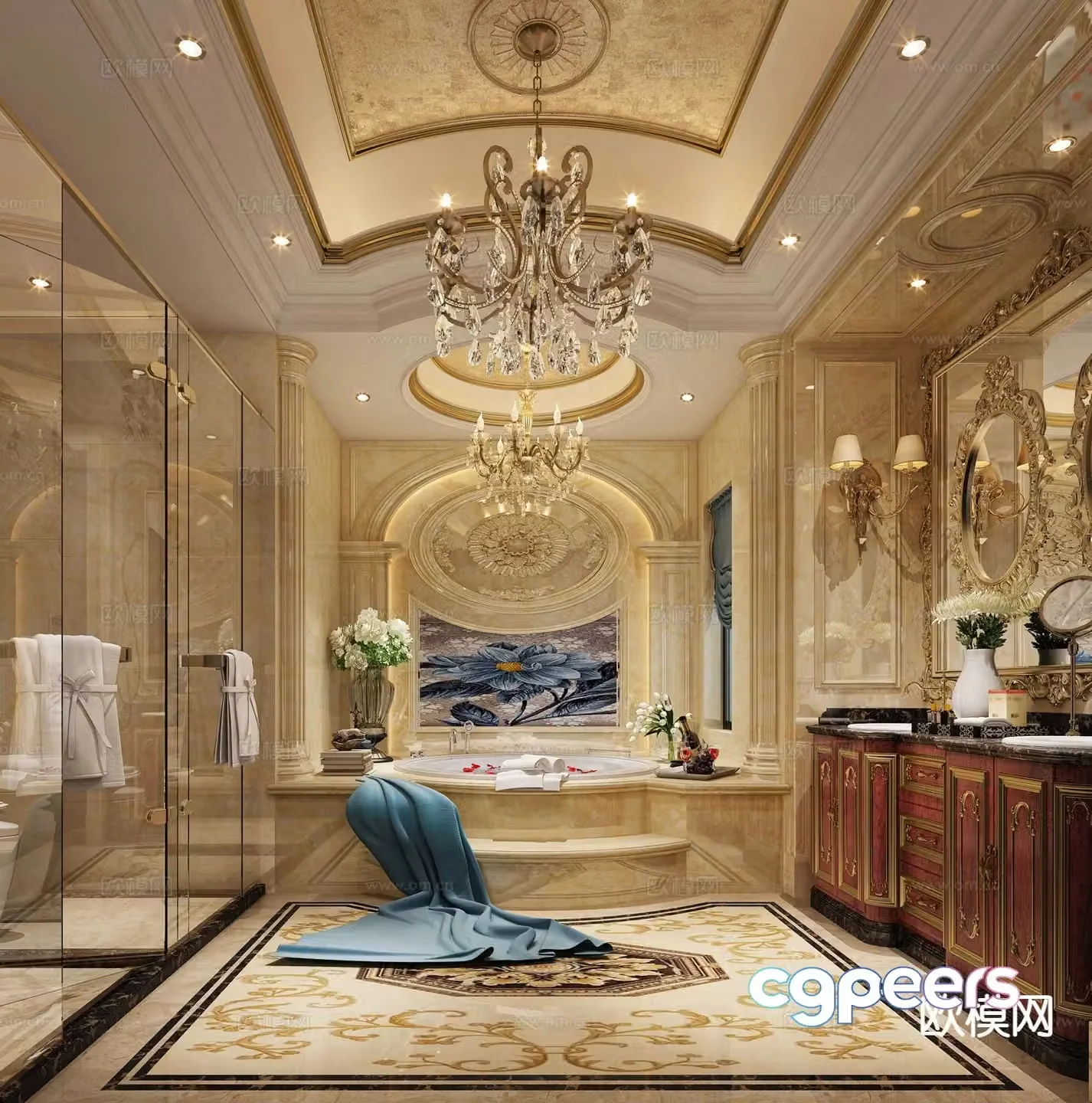 French luxury bathroom 3d model