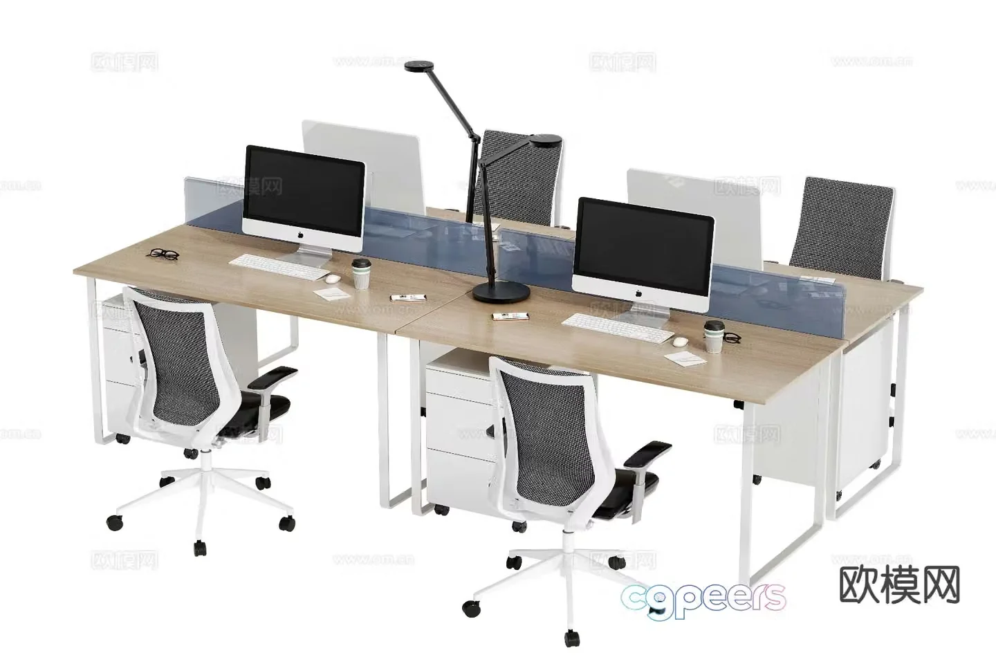 Card space office desk and chair work station 3D model