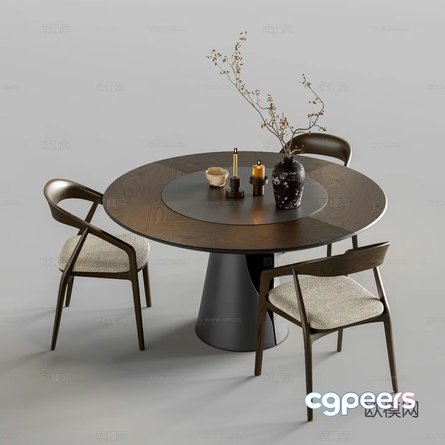 Medieval style dining table and chairs 3d model