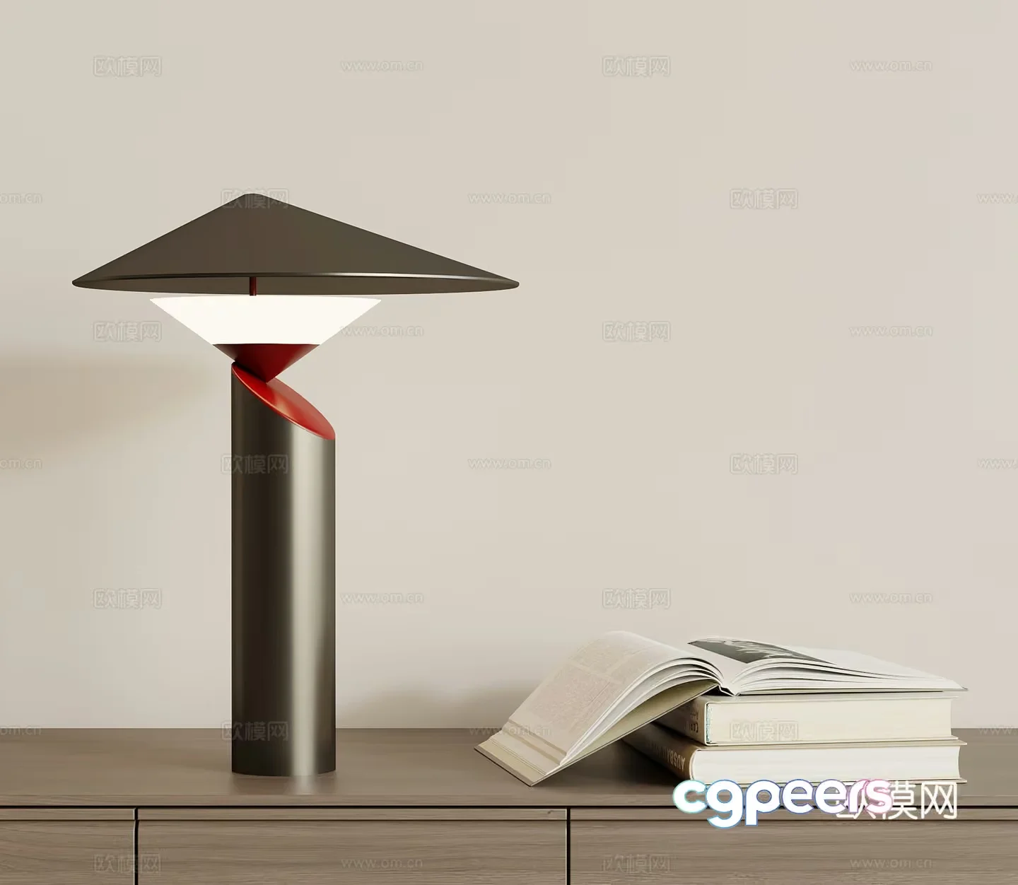 A Table Lamp With A Book 3D Model – 9444 – VRAY Render