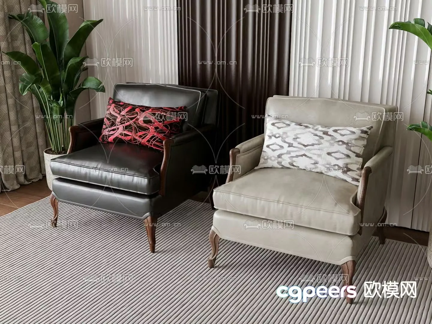 American single sofa 3d model