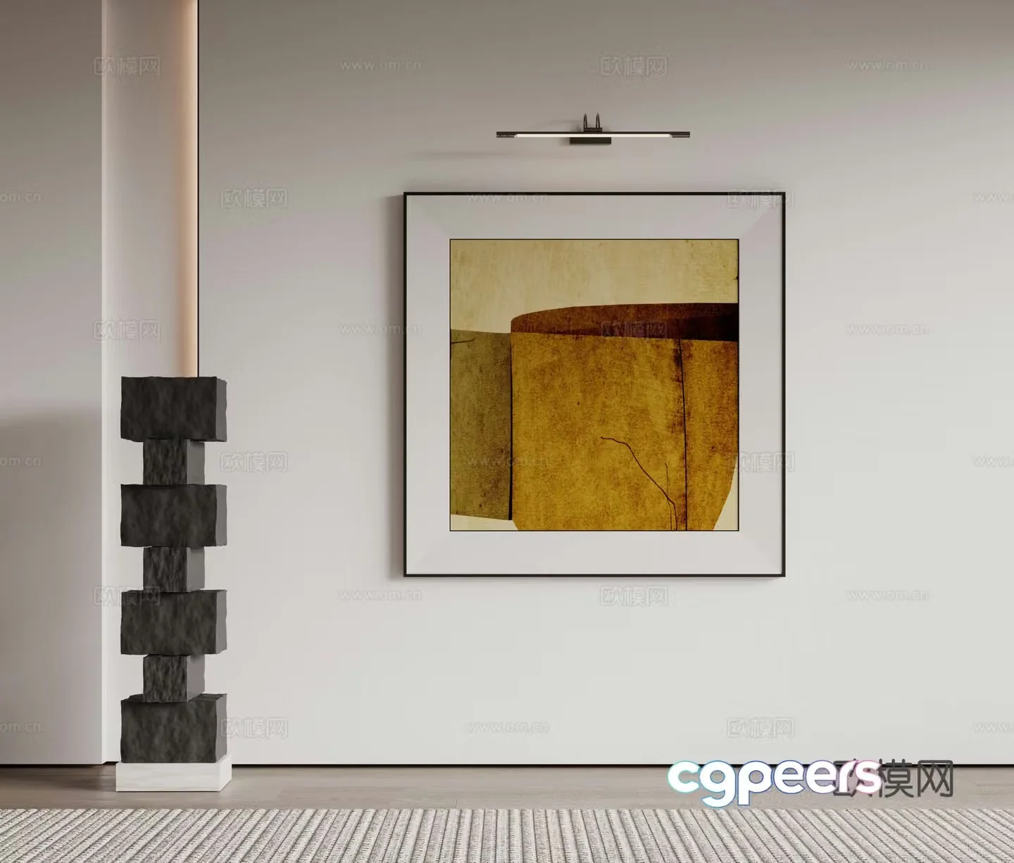 Modern minimalist decorative paintings Waviva medieval style hanging paintings cream style decoration paintings Italian style hanging paintings black and white 3D model
