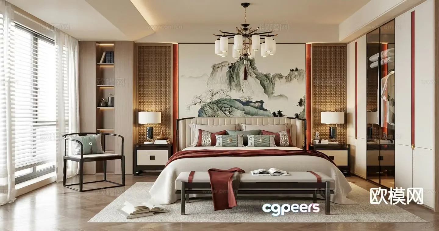 New Chinese style bedroom master bedroom 3d model