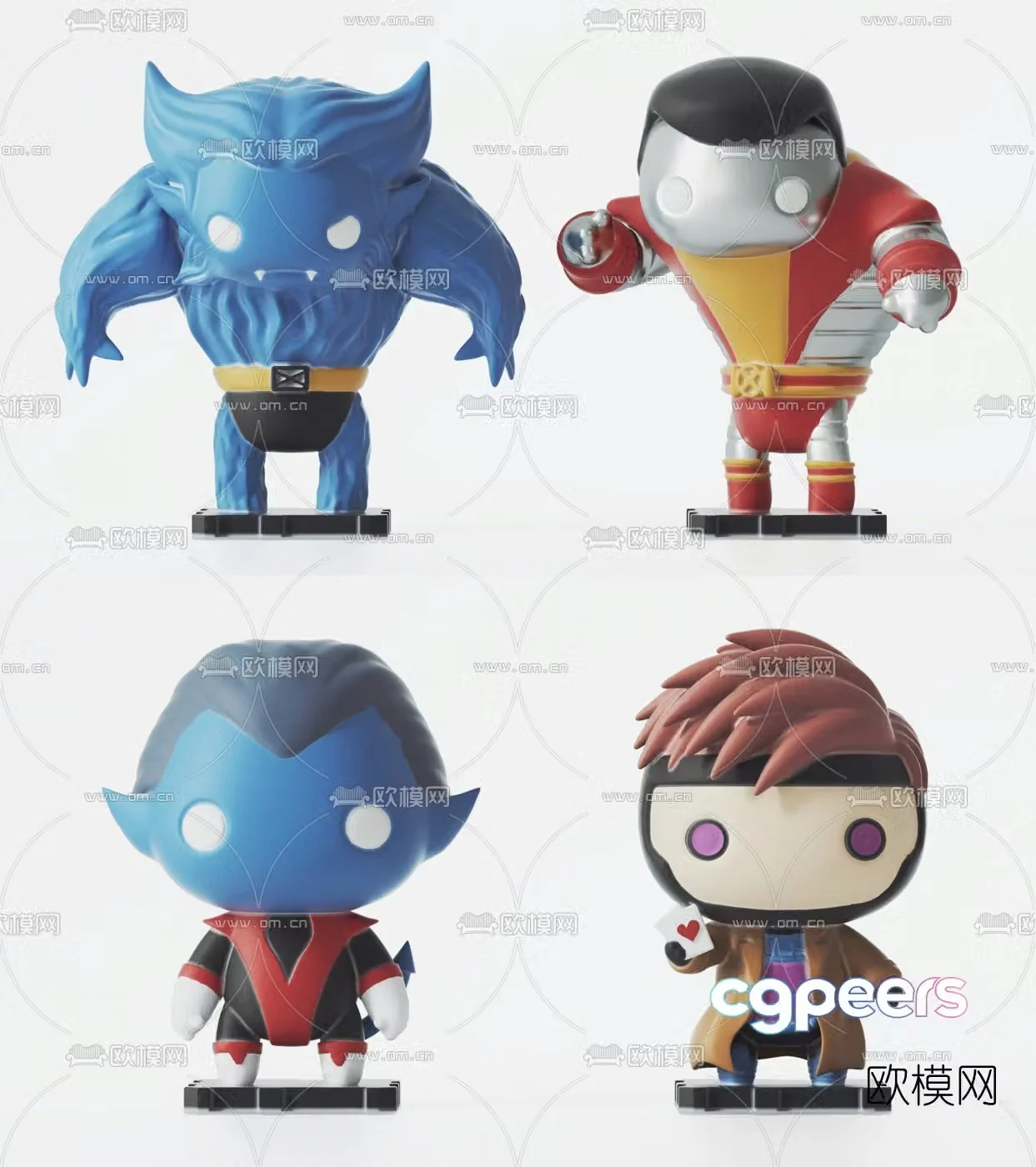 Modern Q version X-Men toys 3d model
