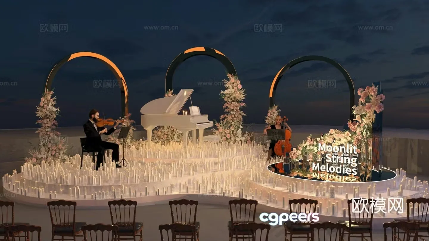 Open air symphony candlelight concert 3d model
