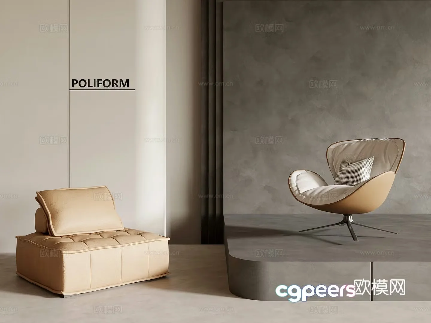 Modern single sofa leisure sofa 3d model