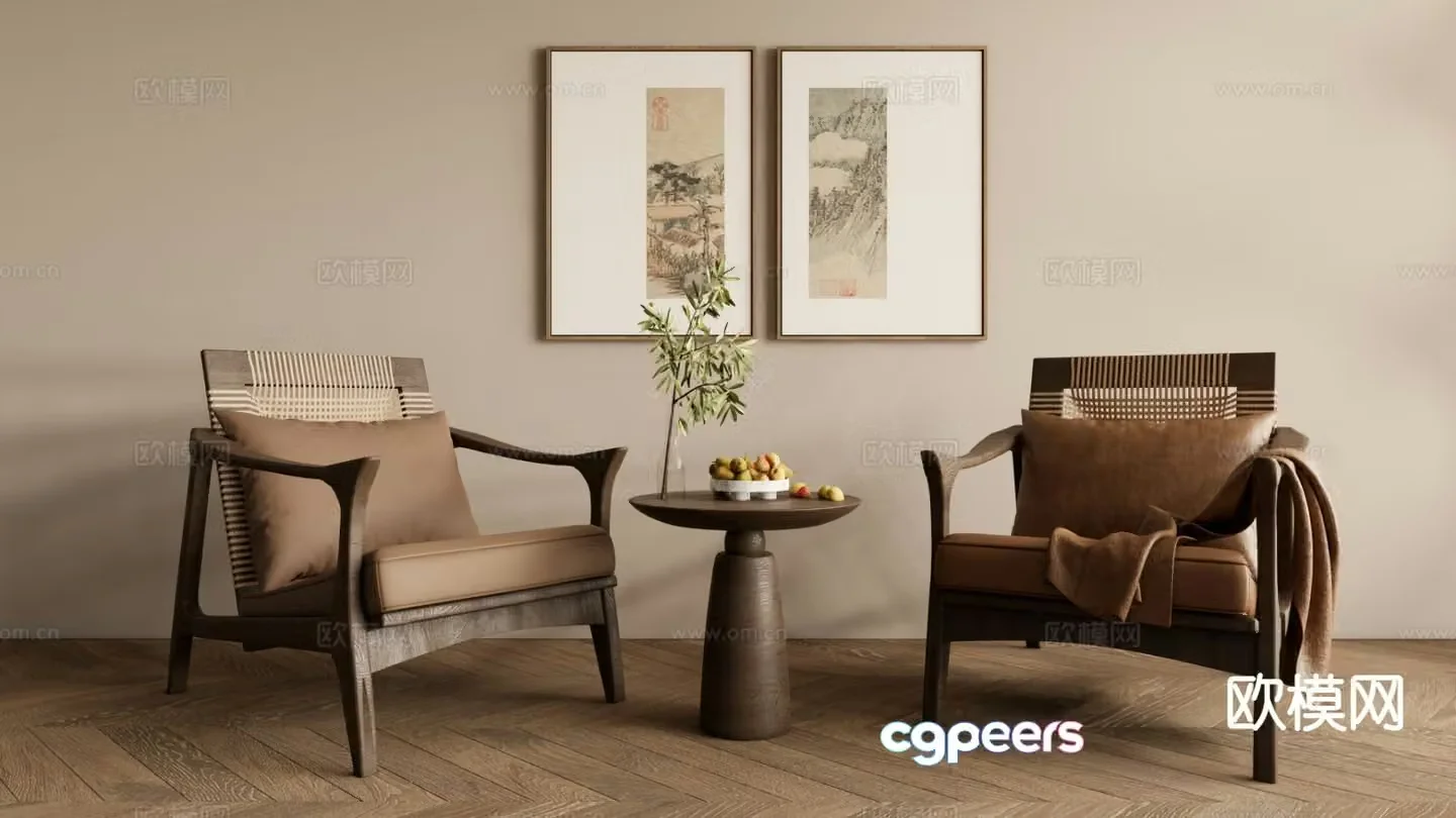 New Chinese style leisure chair armchair 3d model