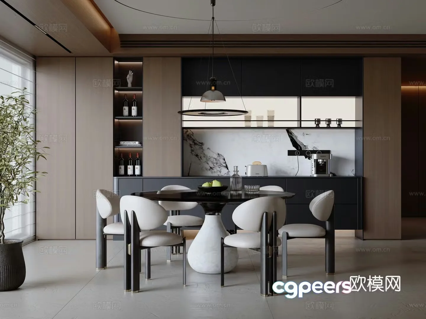Modern minimalist Italian restaurant 3D model