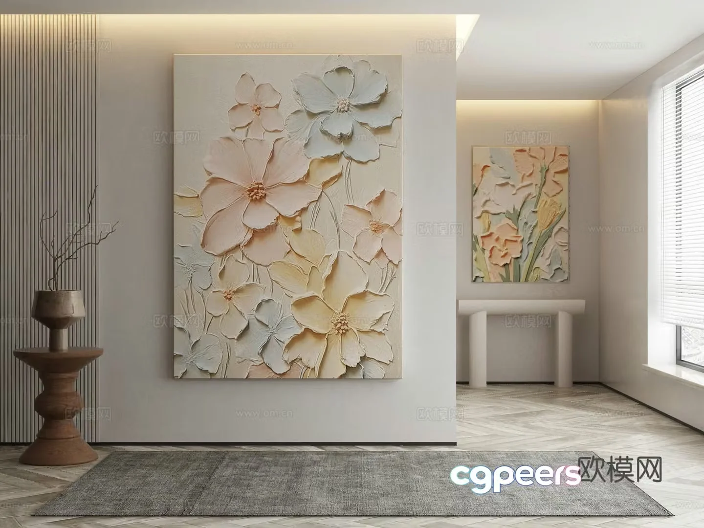 Modern texture painting decorative painting 3d model