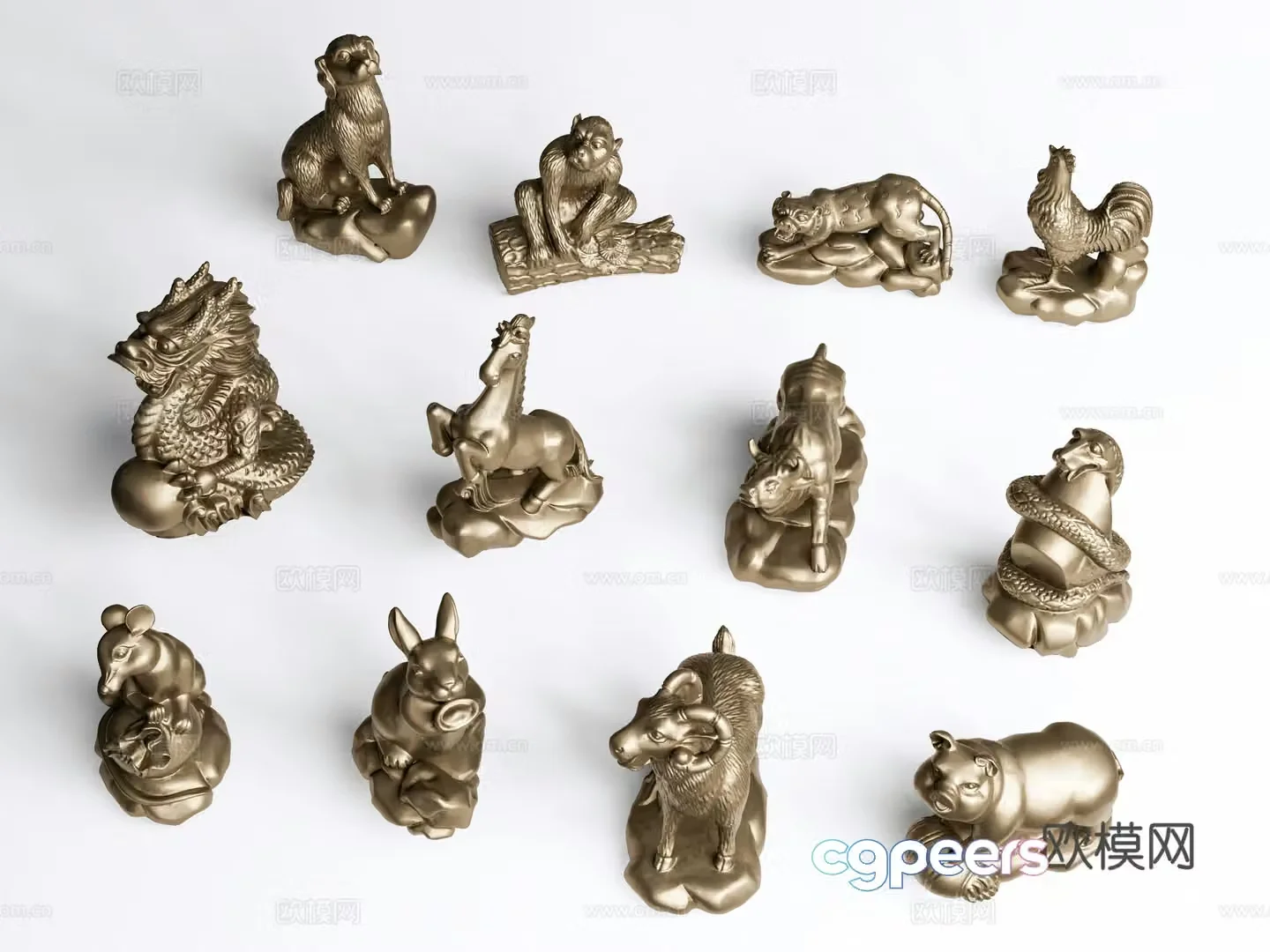 New Chinese style modern sculpture ornaments Statue Animal sculpture Art sculpture Abstract sculpture 3d model
