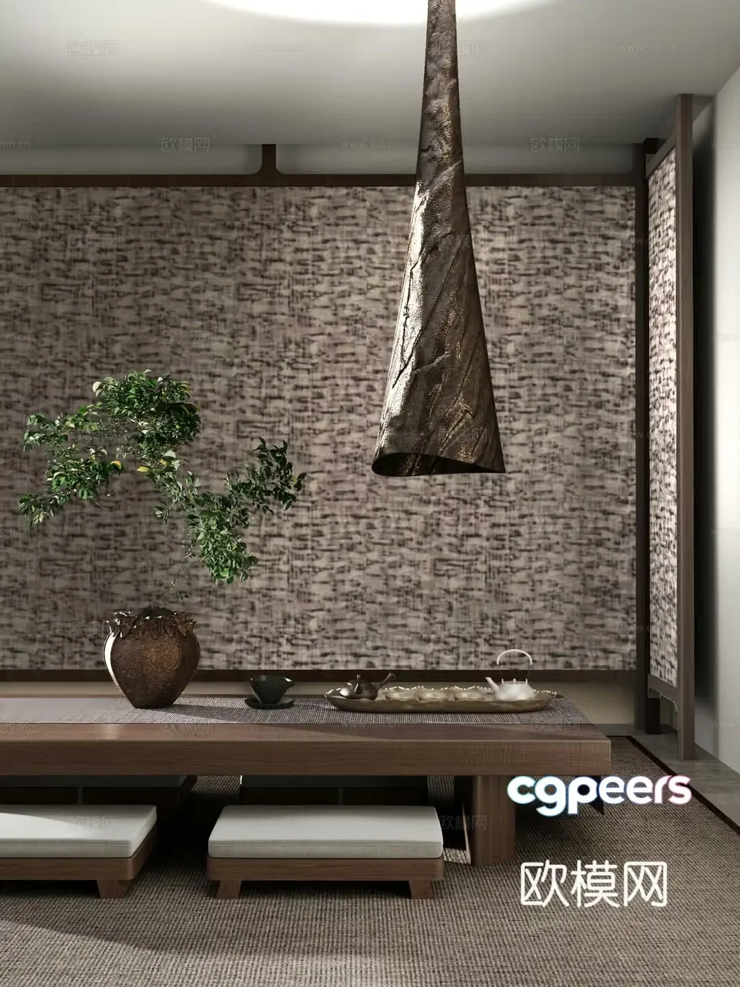 Medieval style tea table tatami tea table 3d model