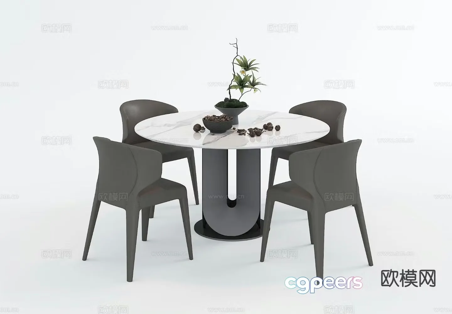 Minimalist negotiation tables and chairs leisure tables and chairs 3D model