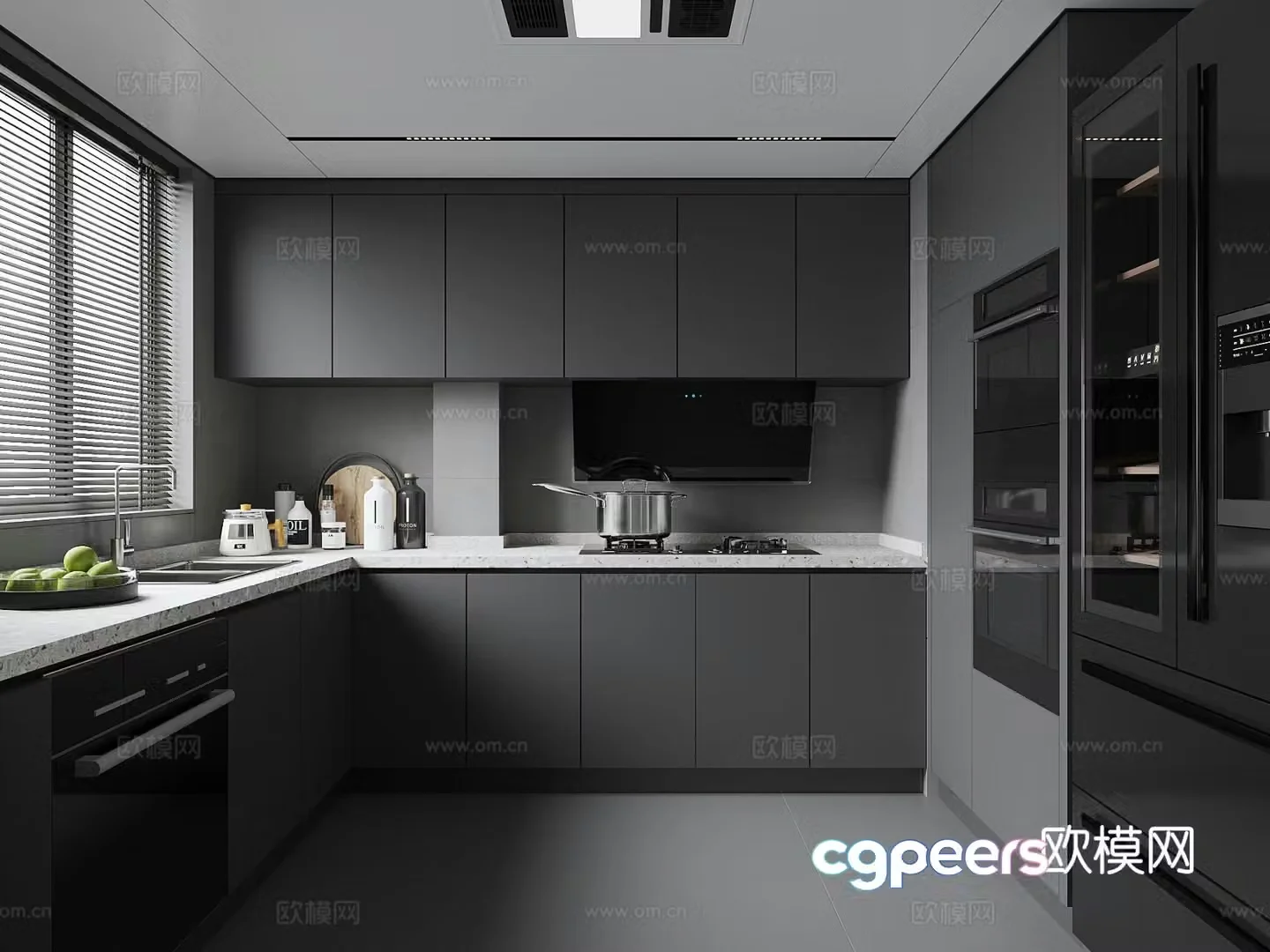 Dark style kitchen 3d model