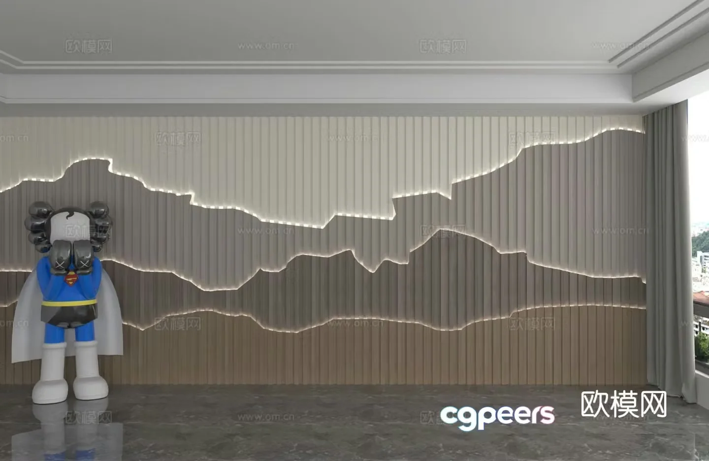 Modern background wall 3d model