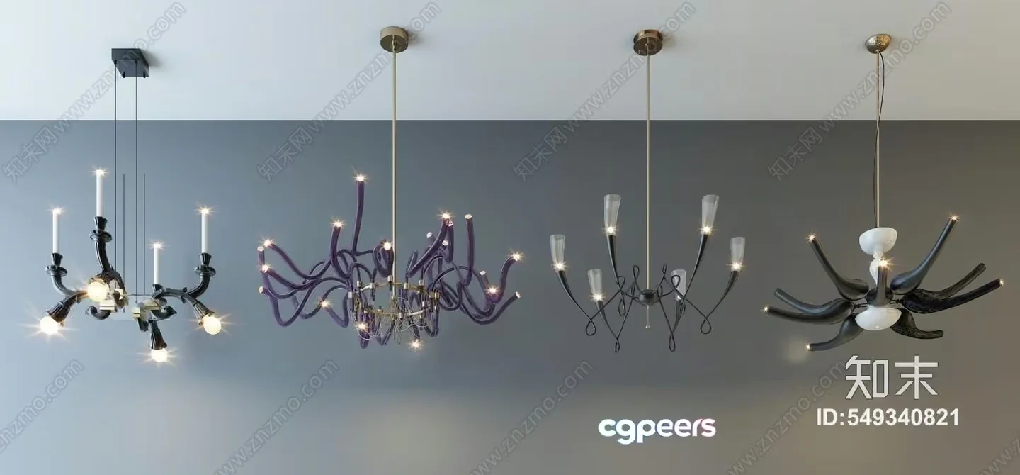 Modern Chandelier 3D Model – 9919 – VRAY Render
