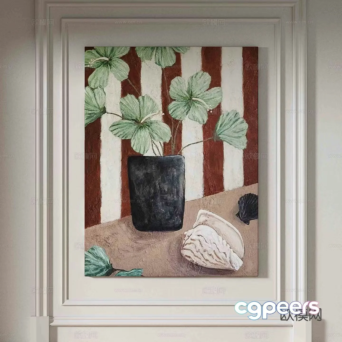 Simple European texture painting decorative painting 3d model