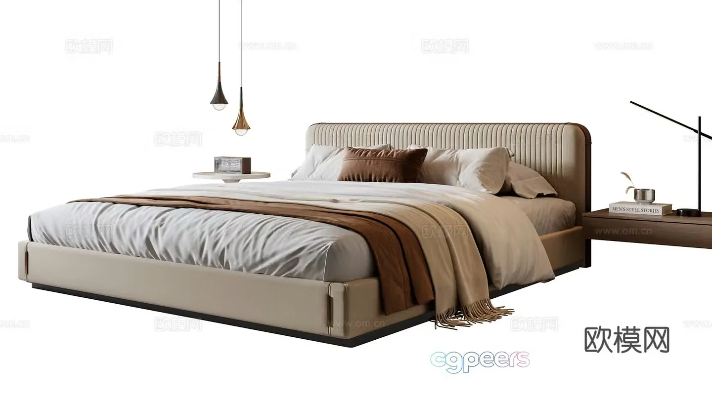 Modern double bed 3d model