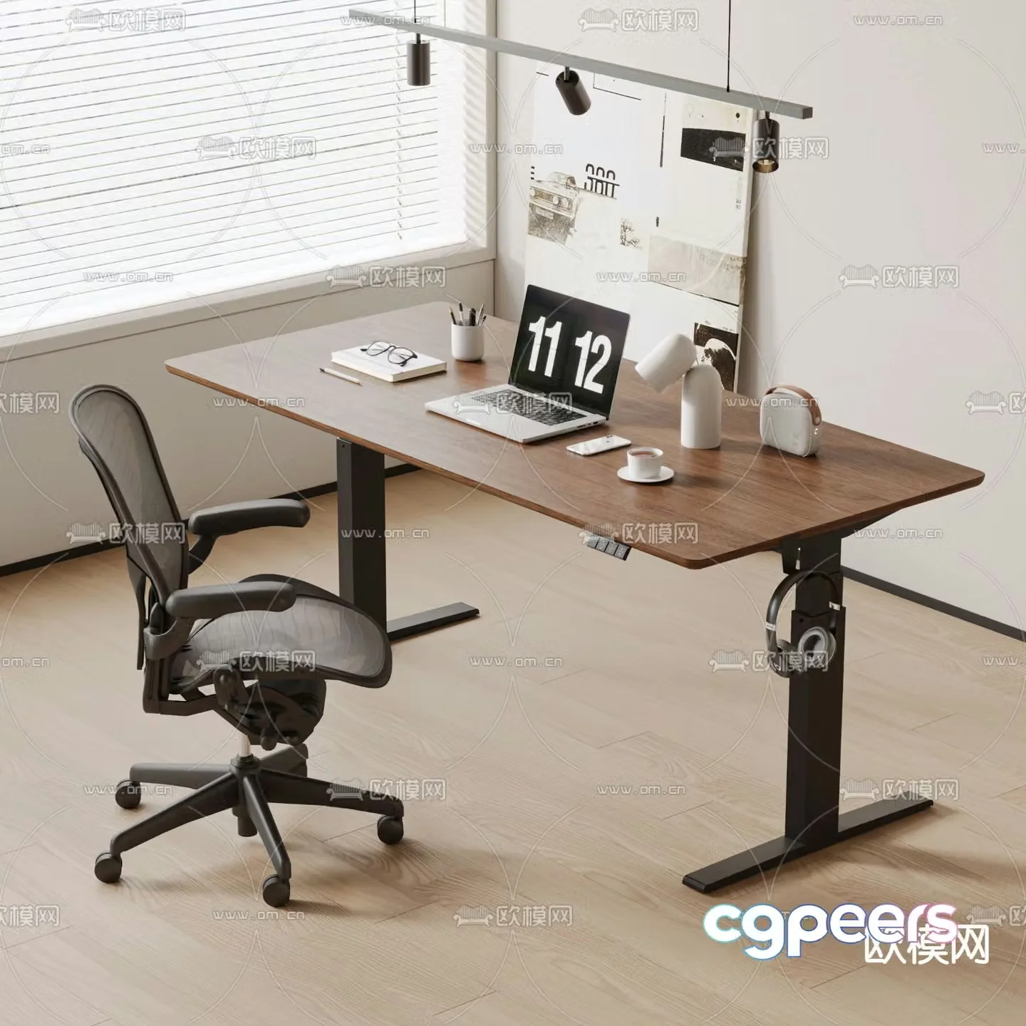 Modern desk computer desk 3d model