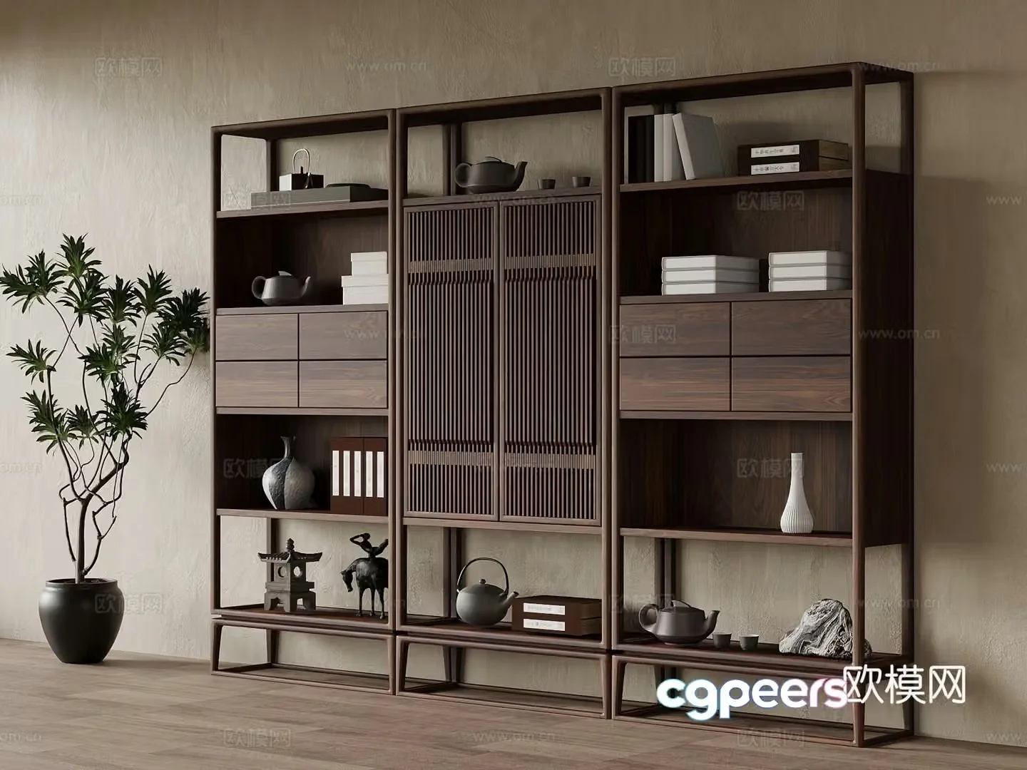 07 Bo Ancient Shelf New Chinese Bo Ancient Shelf Storage Shelf 3D Model