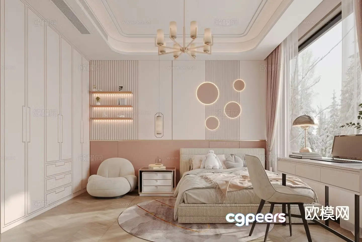 New Chinese style daughter’s room child’s room children’s room 3D model
