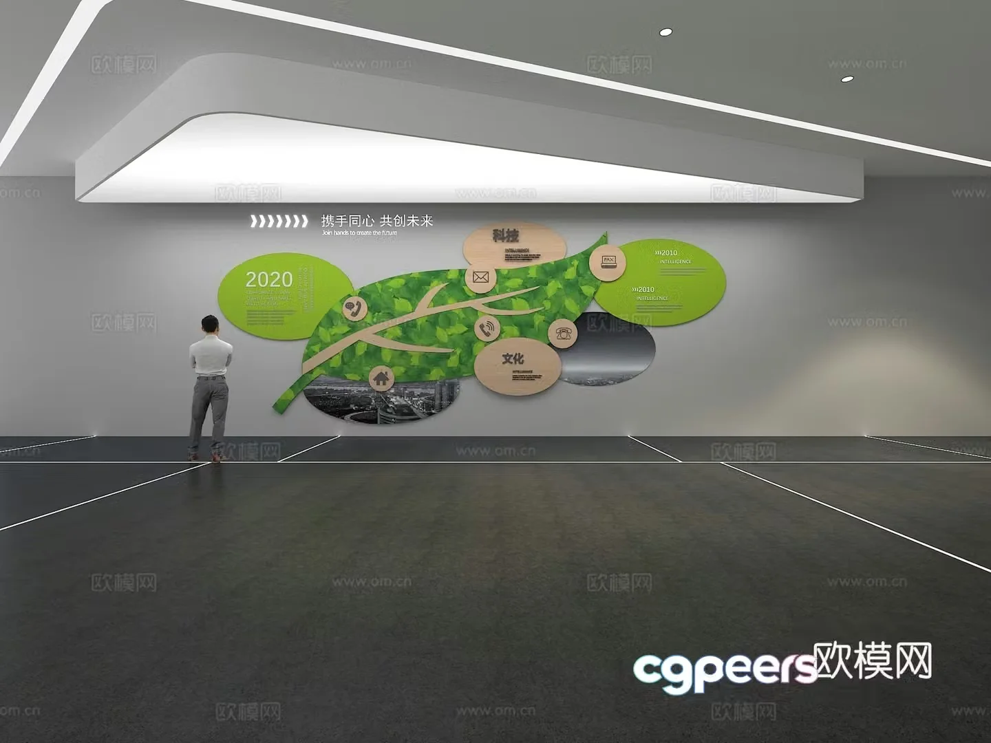 Cultural wall Corporate culture wall Display wall Classroom Exhibition hall Campus culture Corridor 3D model