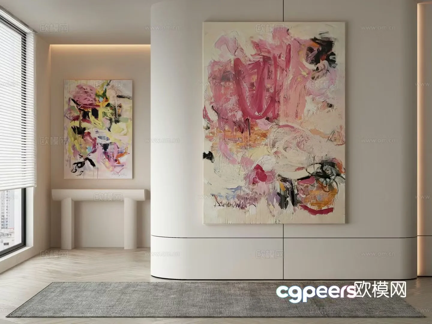 Modern texture painting decorative painting 3d model