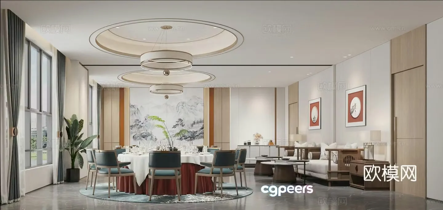 Chinese restaurant private room 3D model