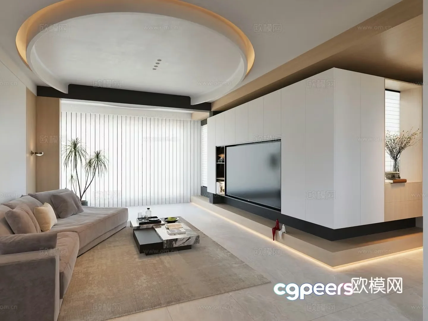 Modern minimalist entrance living room 3d model