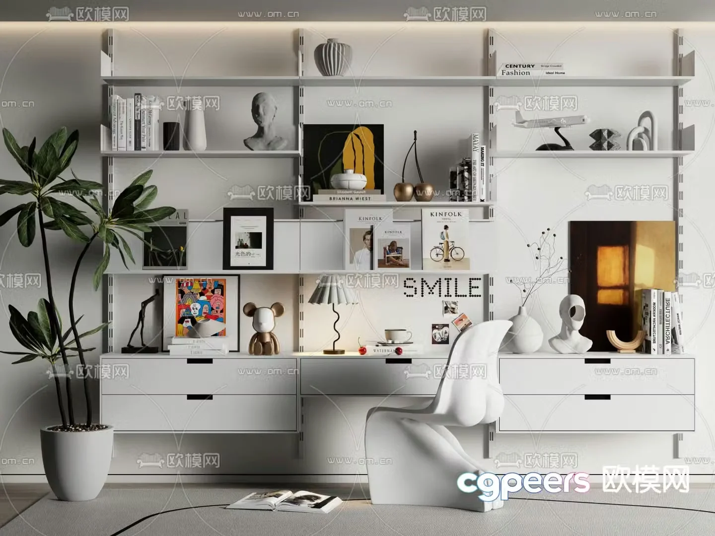 bookshelf storage rack display rack 3d model